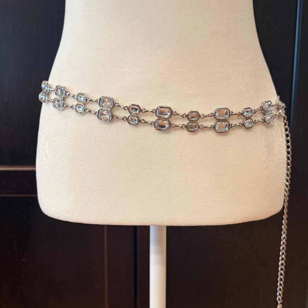 Vintage 1980's Rhinestone Belt w/ claw clasp buckle